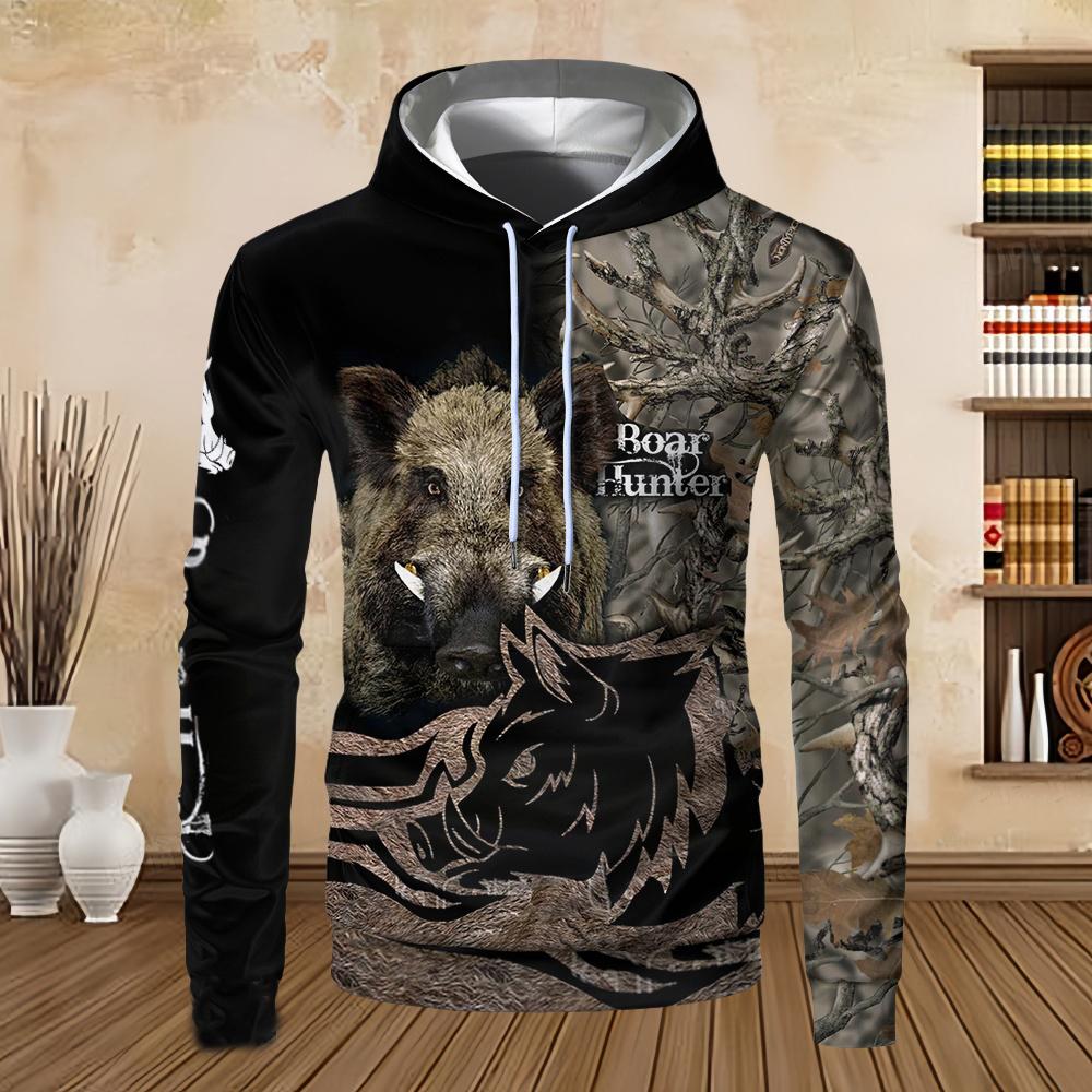 Wild Boar Hunting Camo 3D Print Hoodies Men Women Long Sleeve Hooded Sweatshirts Pullover Oversized Harajuku Coat Man Clothing