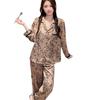Stylish Spring Ice Silk Lace Print Pajama Set – Thin Long Sleeve Homewear for Women, Wear Indoors or Outdoors