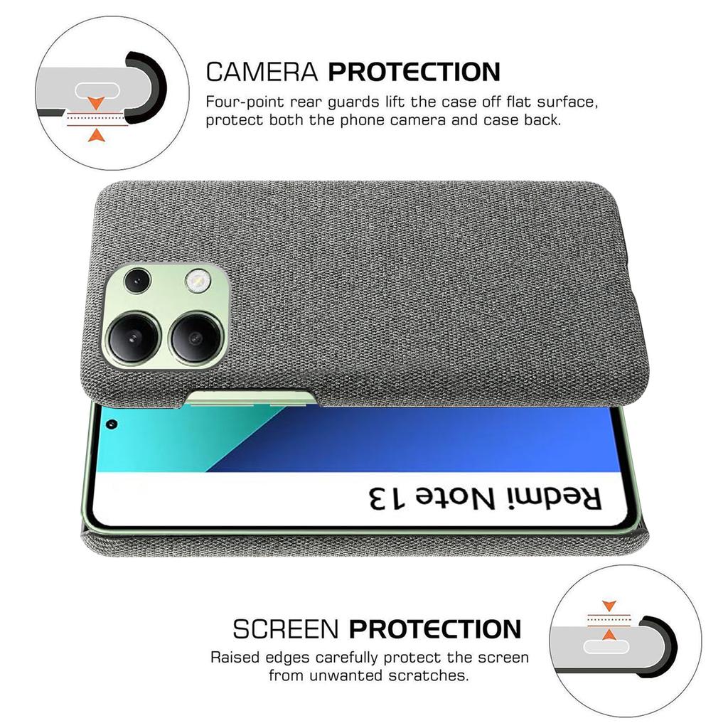 For Xiaomi Redmi Note 13 4G Phone Case Hard PC+Cloth Anti-slip Cover