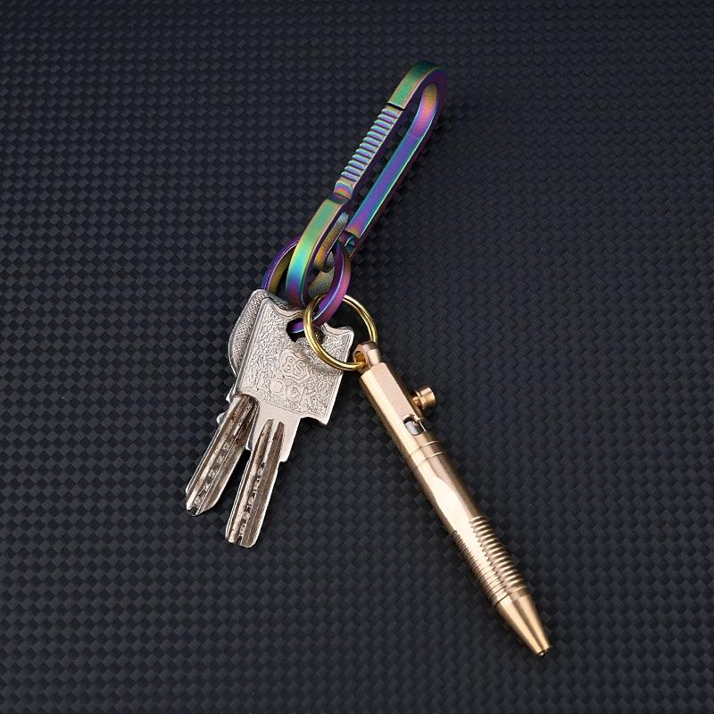 Mini Brass Pen Outdoors Portable Writing Tools Cylindrical Bolt Ballpoint Pen Key Pendant Business Signature Stationery Pen EDC