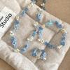 Flourishing Blooms Crystal Beaded Flower Necklace: Light Luxury, Fashionable, Exquisite, Versatile Collarbone Chain for Spring and Summer.