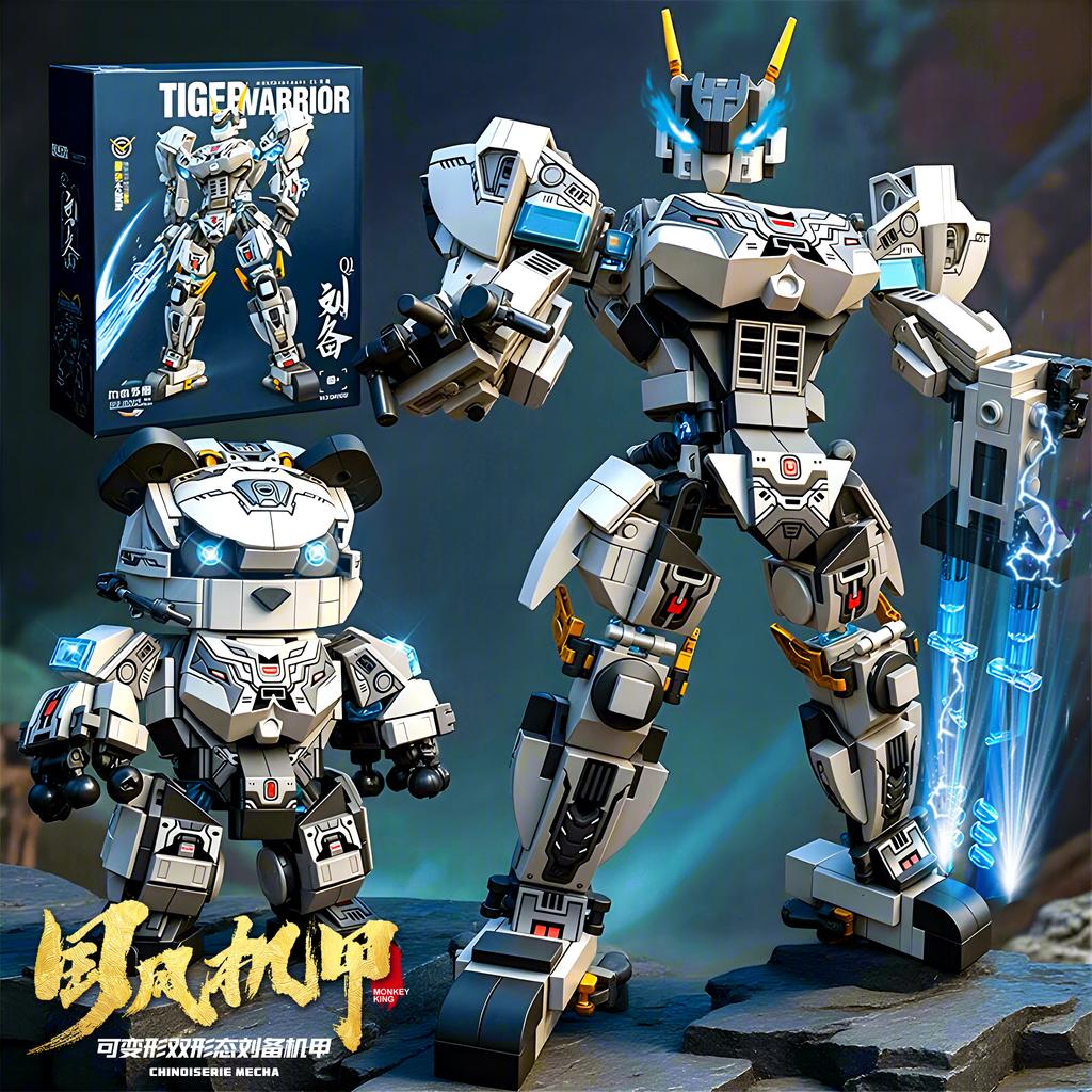 2 in 1 Panda Tier Bausteine Superheld Mecha Krieger DIY Verwandlungsroboter Weihnachtsgeschenk für Jungen Mädchen Kinder Spielzeug