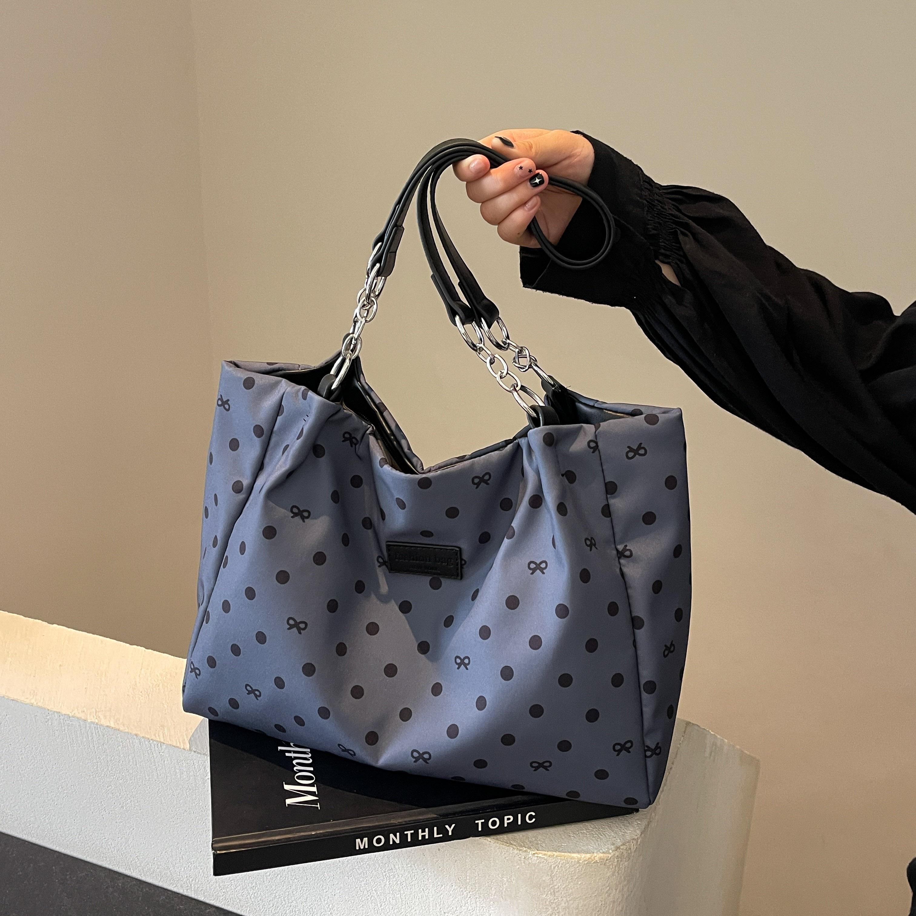 

Мягкая сумка-тоут Wave Point Bow большой вместимости для школьных поездок, новая модная и универсальная сумка через плечо