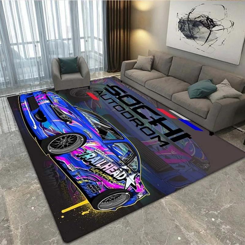 

Художній килим у стилі ретро гонок для спальні, вітальні, круті старі автомобільні килимки, прикраса дому, нековзкий килимок, килимок 100x150cm