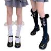 Womens Ruffle Socks Calf Socks Cute Feather Trim Socks Thin Middle Tube Stockings Summer Breathable Thin Socks
