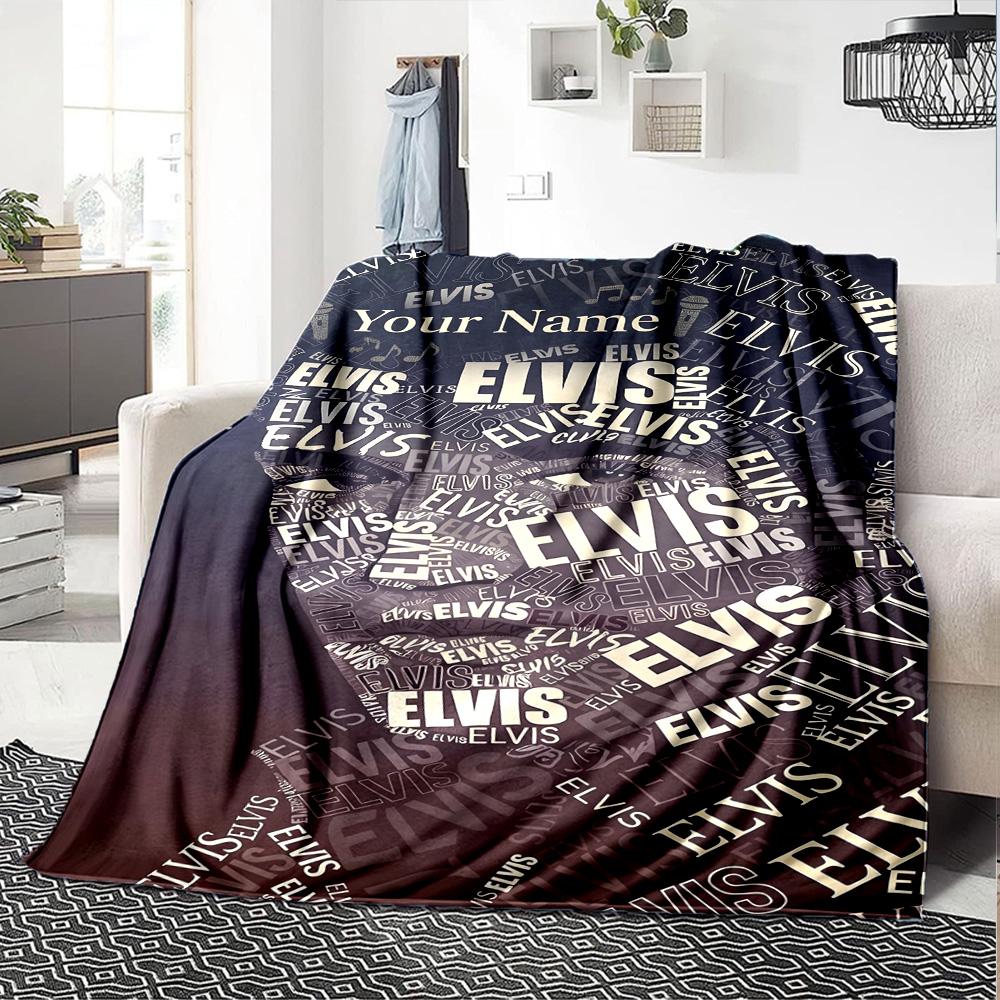 Elvis Presley Personalized Text Blanket Cozy Customizable Blanket Warmthful Decor Perfect for Home Decor Sofa Living Room Bedding