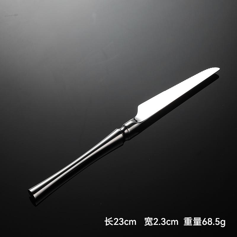 304 rozsdamentes acélból készült, több specifikációjú, kis derékú, nyugati stílusú ételkés, villa és kanálkészlet, vastagított szállodai és éttermi steakkés és -villa