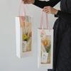 10Pcs Paper Transparent Flower Packaging Bags White Pink Single Rose Bouquet Window Box for Mothers Day Valentines Day Weddings
