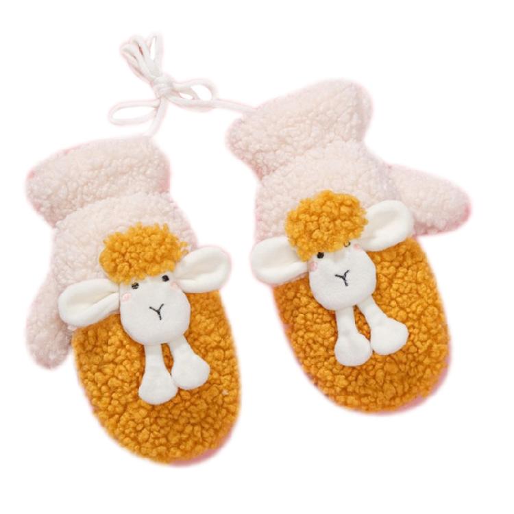 Cartoon Sheep Gloves Cute Lined Plush Animal Mittens Stage Performance Gloves