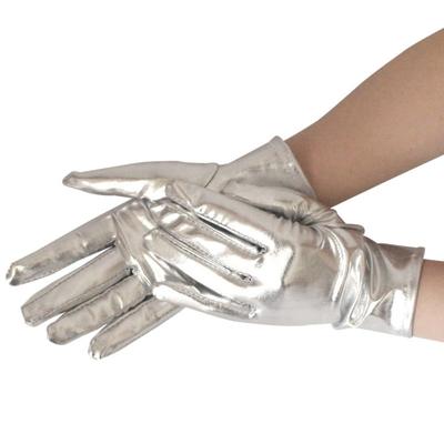 Modische Glänzende Helle Lederhandschuhe Gold Silber Farbe Bühnenauftritte Etikettehandschuhe Lang/Kurz Punk Fäustlinge Halloween