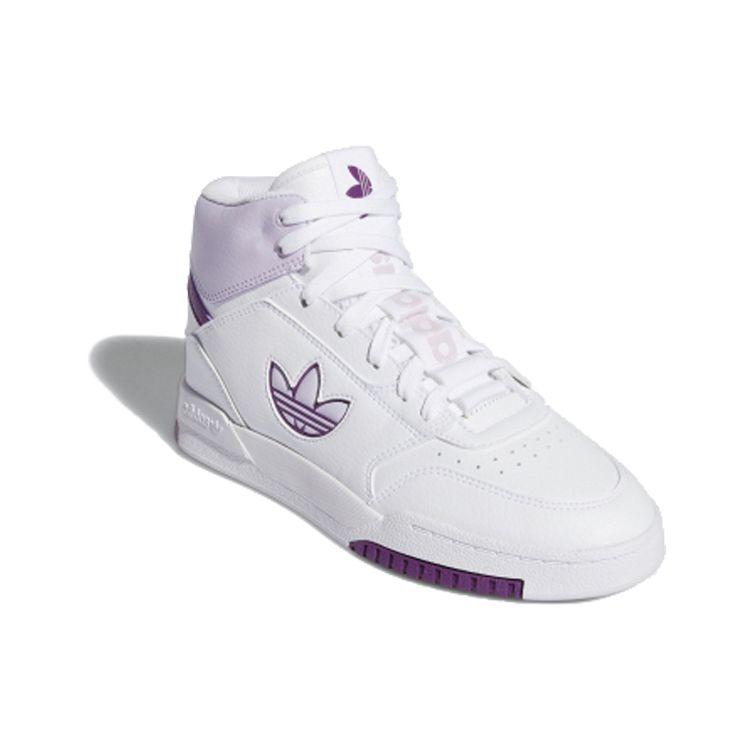 Adidas Originals Drop Step XL Non-Slip Wear-Resistant Breathable High-Top Skate Shoes Women Sneakers White Purple FW2031