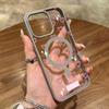 Pink Heart-Shaped Love Pattern Magnetic Transparent Phone Case For iPhone 17 Air 16 15 14 13 12 Pro Max 11 16E 17E 16 Plus Cover