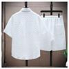 Set Sportivo da Uomo alla Moda Manica Corta Traspirante Pantaloni Casual Stile Street Retro Leggero Abbigliamento Estivo