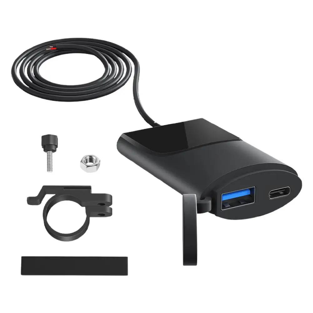 Motorcycle Phone Charger 30W USB-C +18W USB-A dual ports For motorcycle ATV tricycle Mounting Bracket Motorcycle Phone Char X8T3