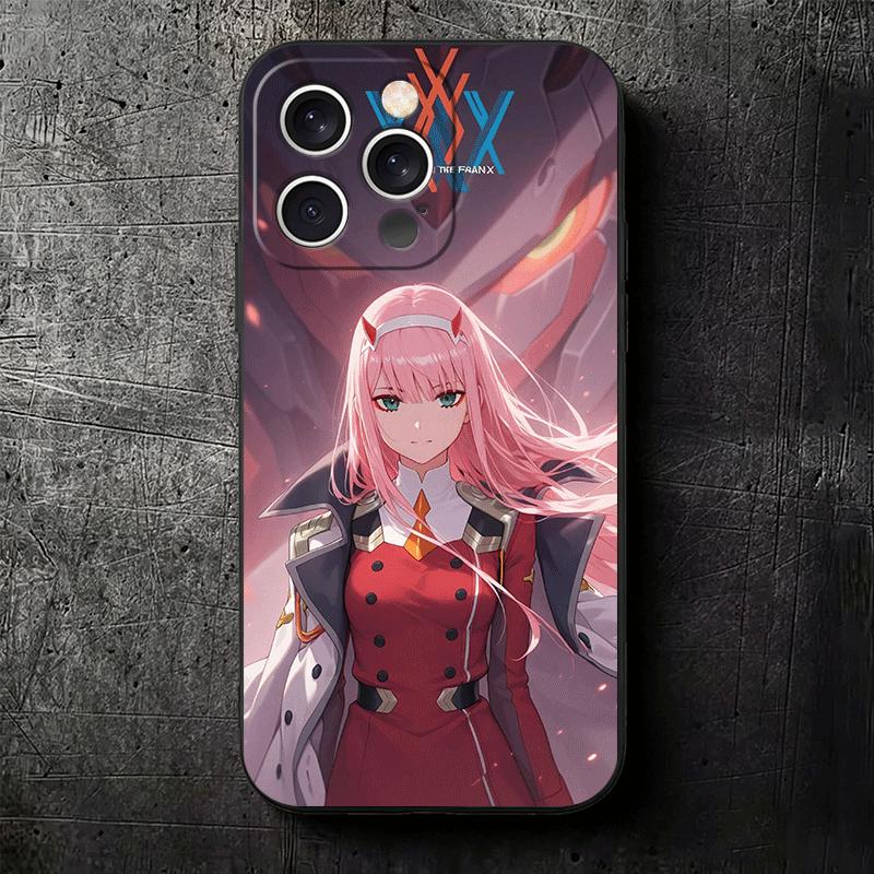 Darling Zero Two 02 Anime Soft Phone Case for iPhone 16 16E 17 Air 15 Pro Max 14 Plus 13 Mini 11 12 7 Black Cover Back Shell
