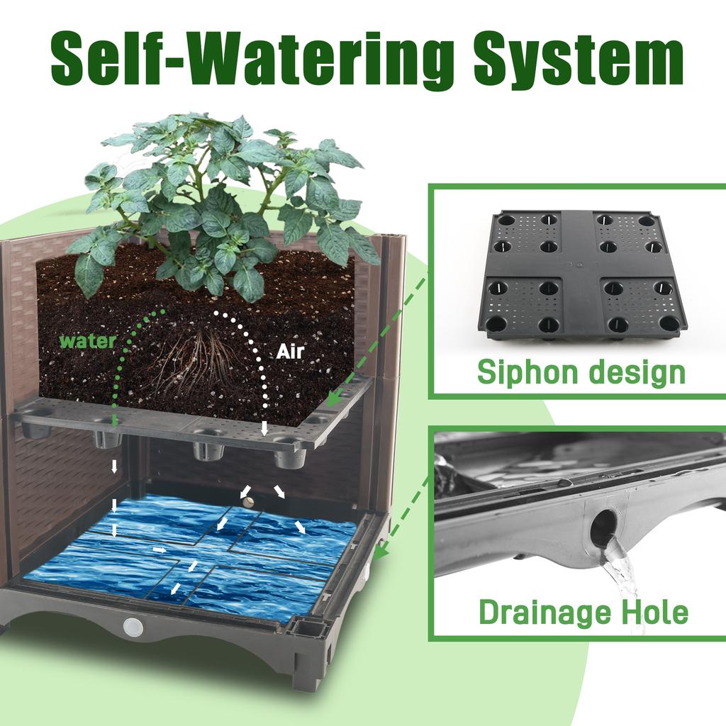 62.2 Inch Raised Garden Bed With Tomato Planter Cage For Outdoor Patio Greenhouse Gardening Climbing Vegetables