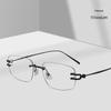 9028 Ultra-light Pure Titanium Rimless Glasses - Extra Large Frame, Natural Look for Women and Men, Inspired by Karine & SIENNA Styles