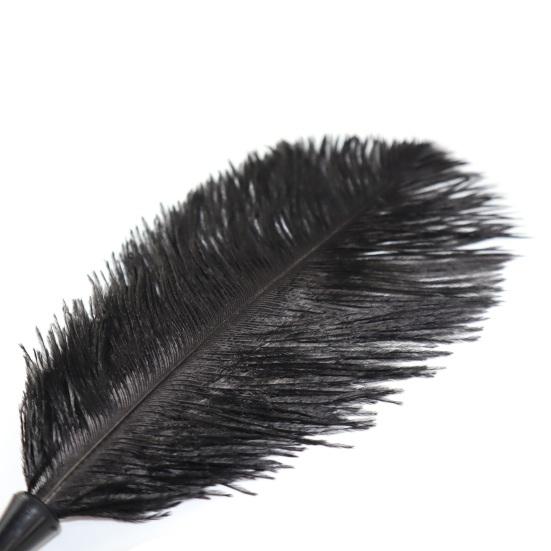 BDSM Feather Teaser Wand with Black Feathers Soft Sensual Tickler for Couples' Foreplay & Roleplay Lightweight Discreet Adult Toy for Intimate Play &