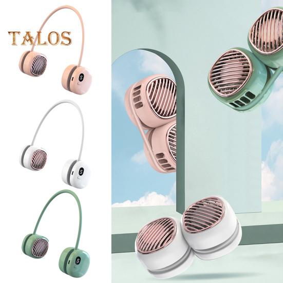 Leafless Hanging Neck Fan Digital Display 5 Speeds 360-Degree Strong Airflow Rechargeable Portable Lazy Neckband Fan