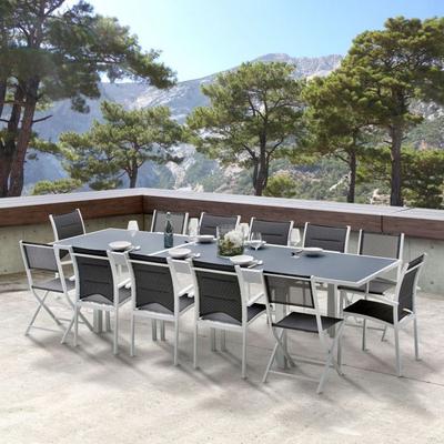 Garden Furniture Set Modulo T 8/12 + F 8 + C 4 Full Glass White Wilsa Garden