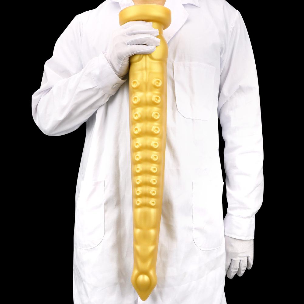 59cm Gold Silicone Extra Long Masturbator Gay Dildo Anal Plug Fisting Strap On Penis Sex Toy Big Dick Realistic Cock
