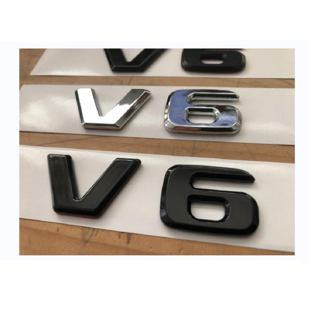 Für Mercedes Benz AMG Flache Buchstaben V6 Kotflügel Embleme Abzeichen V 6 Symbole Namensschild 2 Stück