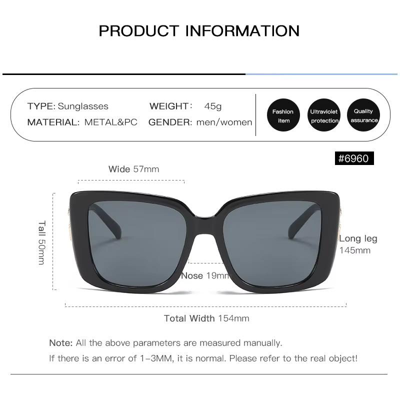 Letters VS Big Square Frame Sunglasses For Men Women Brand Design Luxury Driving Sun Glasses Fashion Vintage Male Female Eyewear