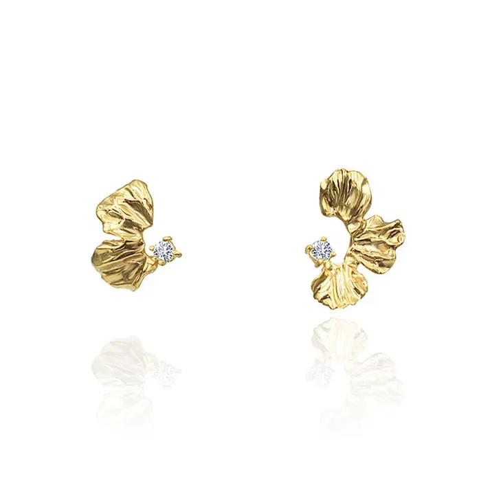 Flower twin crystal earrings
