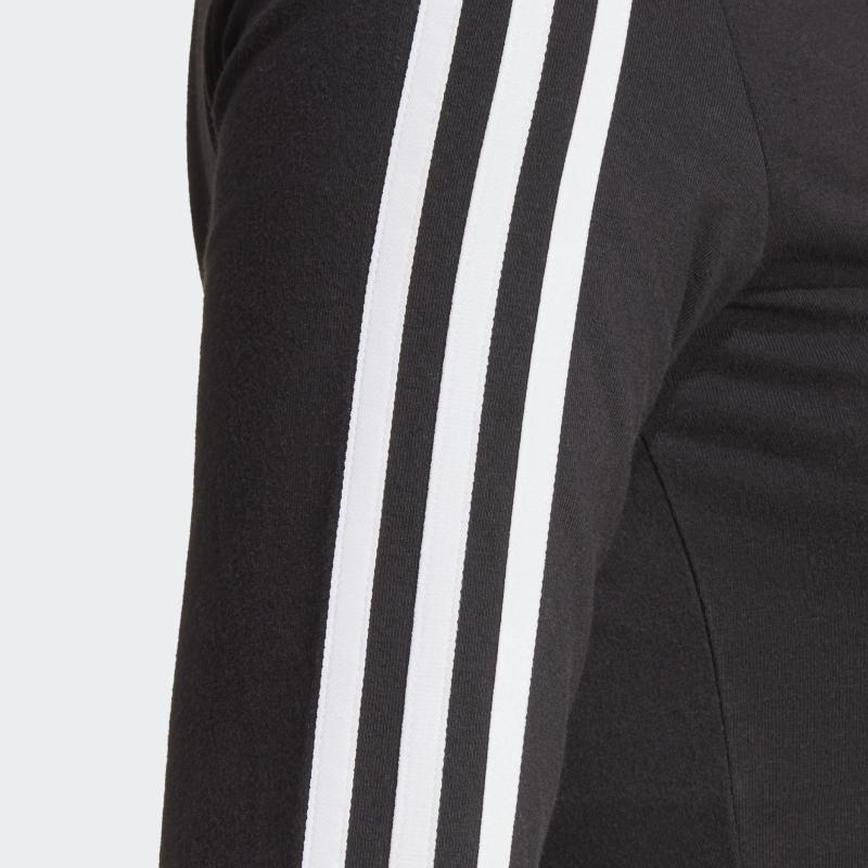 Adidas Originals Clover Series Cropped Single-Breasted Long Sleeve T-Shirt Women Tops Black IC5473