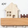 Wooden Hat Rack Key Holder, Solid Wood Organizer with 6 Hooks, Modern Wall Mounted Badge Holder Hanger for Entryway Kitchen And Office Organization