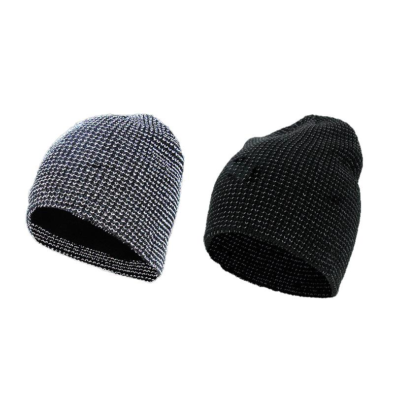 High Visibility Winter Running Cap Cuffless Reflective Beanie Knitted Hat Outdoor Beach Night Slouchy Digital Printed Image 100%