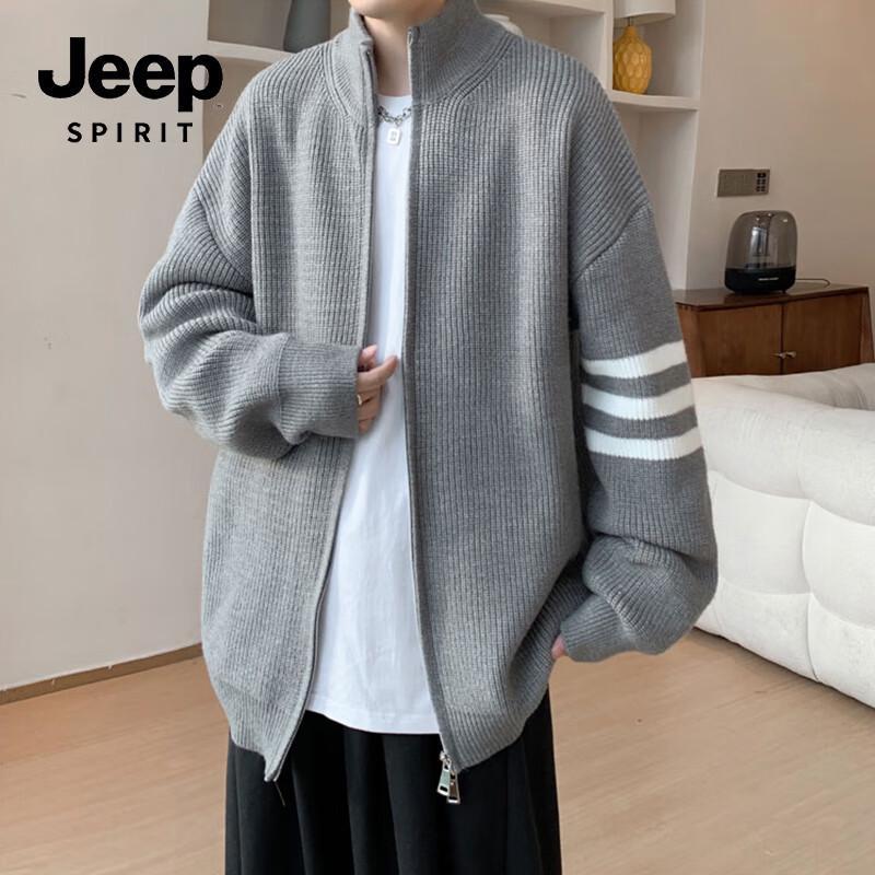 JEEP SPIRIT Men's Stand Collar Cardigan Sweater