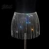 Shimmering Rhinestone Hip Belt Tassel Waist Chain for Women Sparkly Sexy Belly Dance Body Skirt-Style Skirt Festival Outfits Accessory Elastic Stage