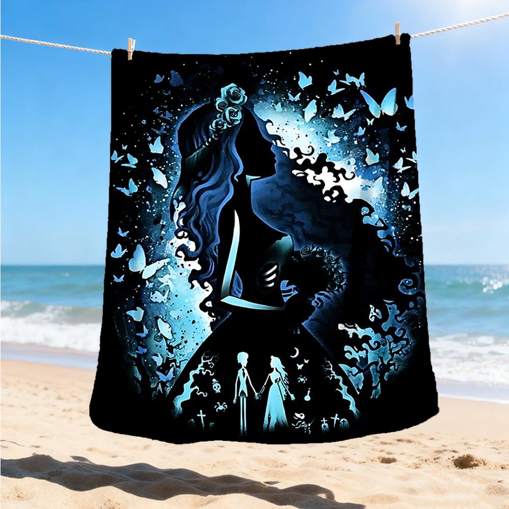 1pc Corpse Bride Outdoor Personalized Flannel Blanket, Soft, Lightweight Personalized Flannel Blanket, Digital Printing,
