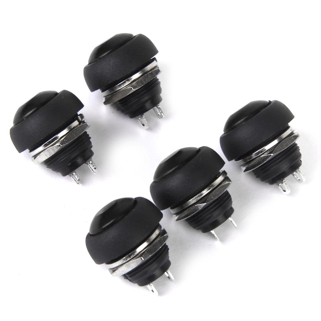 5pcs Momentary OFF-(ON) Push Button Horn Switch For Boat/Car Waterproof BLK
