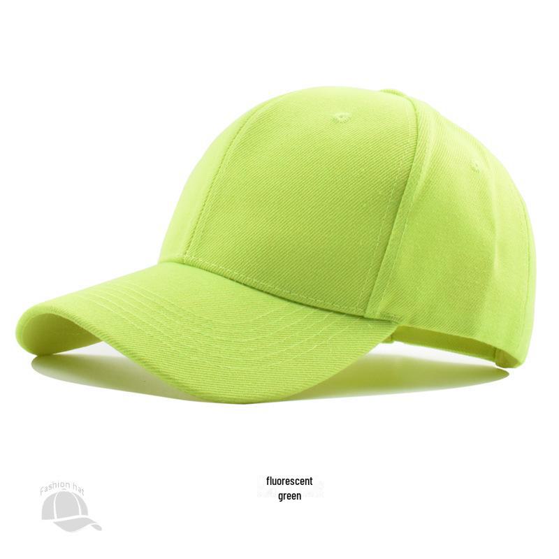 

Корейская унисекс однотонная вышитая бейсболка - защита от солнца Adjustable (55-59CM) флуоресцентный желтый