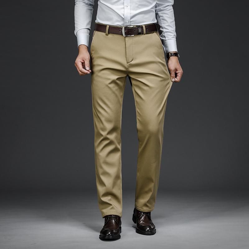 2024 Autumn And Winter New Men'S Casual Pants, Loose Straight Leg Pants With Thick Fleece And Business Warm Pants