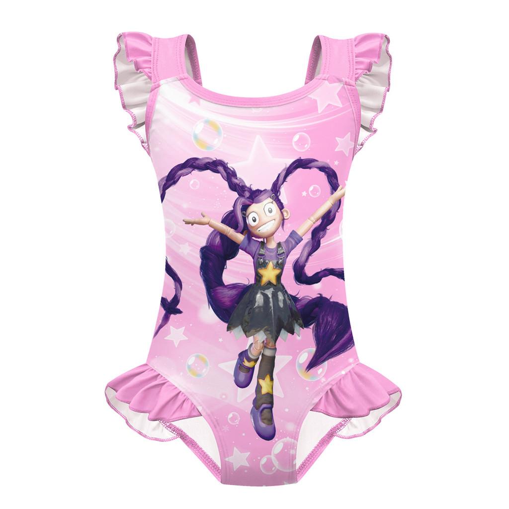 

20868 Kids Girls Lily Lovebraids Print Sleeveless Swimsuit Swimwear 160cm рожевий