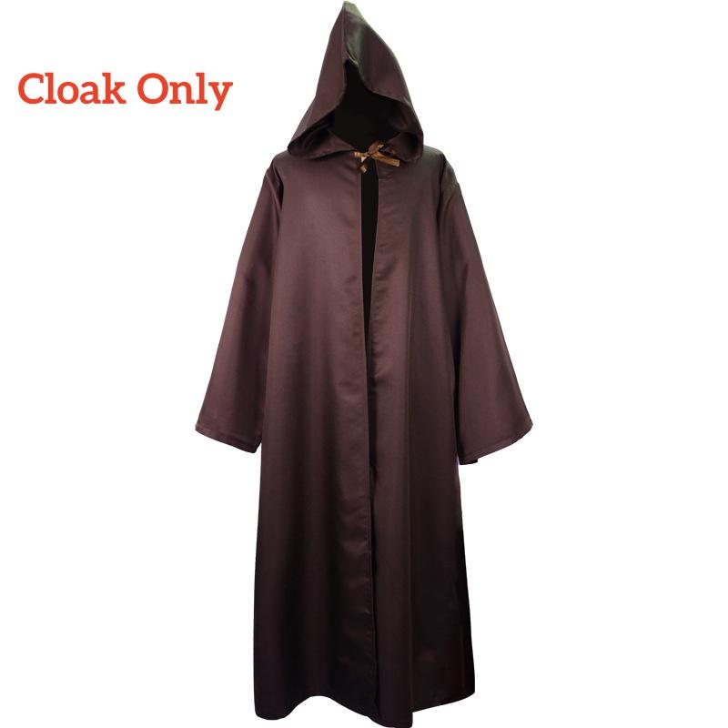 Obi Wan Kenobi Herrenkostüm Robe Erwachsener Männlich Jedi Ritter Tunika Kostüm Kapuzenuniform Komplettset Halloween Cosplay Umhang
