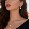 Imitation Pearl Necklaces Earrings Sets For Women Fashion Flower Cubic Zirconia Pendant with Chain Birhday Gift