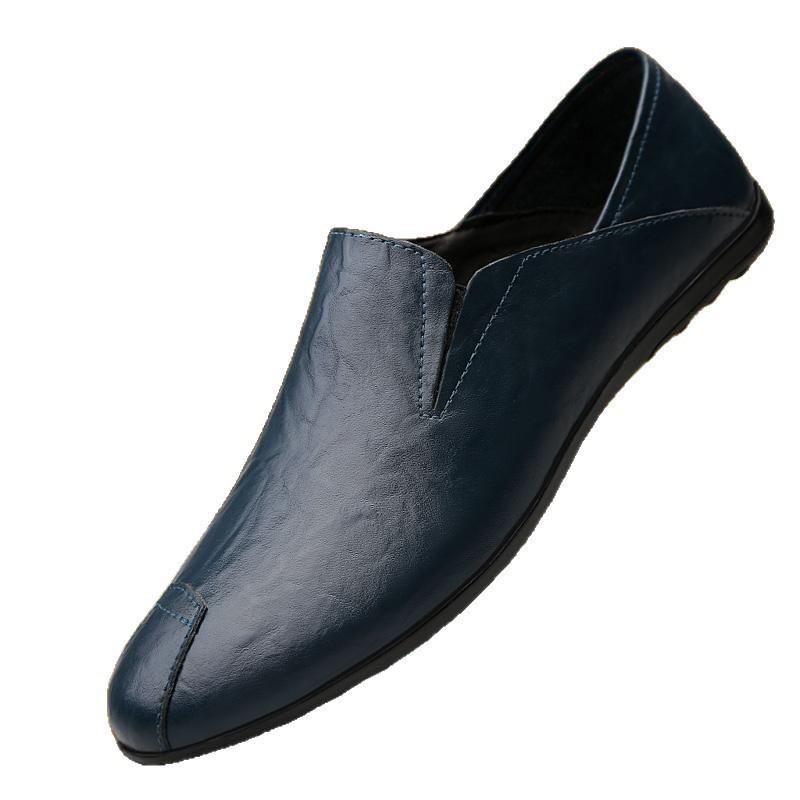 Men's Black Leather Slip-On Shoes – Breathable, Comfortable, Formal Business & Driving Shoes
