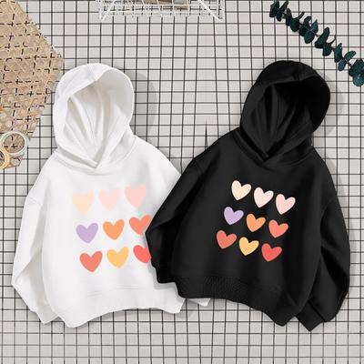 Baby Girls Boys Hoodie Solid Color Heart Cotton Spring Autumn Tops Soft For Girls Boys Long Sleeve Home Wear Tops