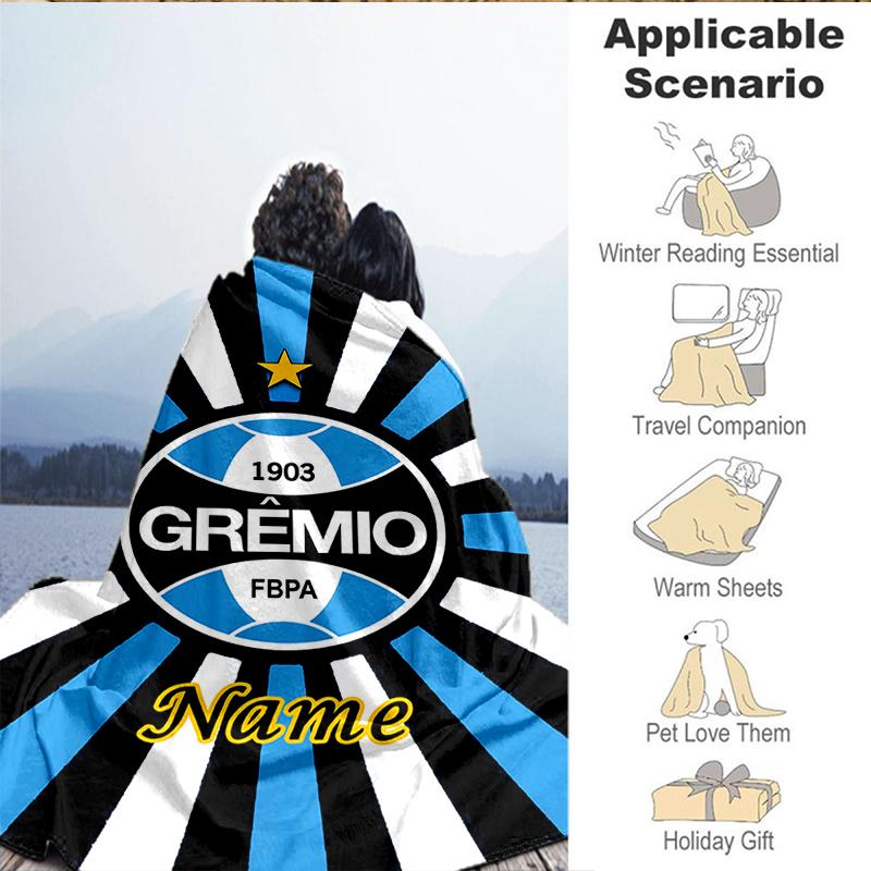 Custom Name Gremio FC Crest Design Blanket Lightweight Ideal Bedding Blanket Perfect for Travel, Camping, Living Rooms, Sofas, Christmas gift