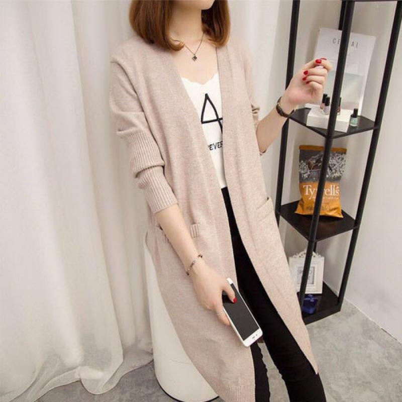 Mid-length Cardigan Sweater Women Long-sleeved Autumn Winter Solid Color Large Size Cardigan Sweaters