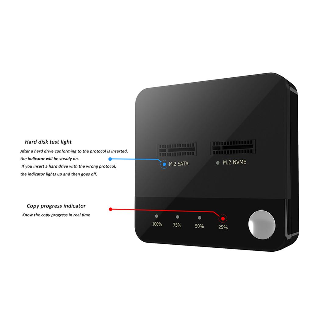 M.2 NVME SATA Duplicator M.2 NVME SATA SSD Cloner Dual Bay Offline Clone Tool Free M.2 SSD Enclosure M.2 USB C Adapter