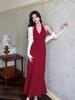 Red polka dot neck sling dress women's summer dopamine Xinjiang travel beautiful seaside vacation beach dress