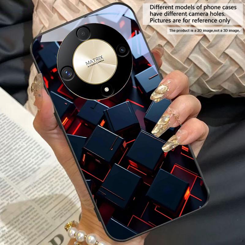 Geometric Form Structure For Honor 50 70 30 90 200 X5 X5b Plus X6 8 4G 9 X9c Smart 30 Max  Magic 4 5 Pro 7 Lite Glass Phone Case
