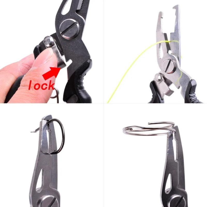 4-in-1 Fishing Pliers - Stainless Steel Line Cutter/Hook Remover with Non-Slip Jaw, Portable Multifunction Tool for Angling