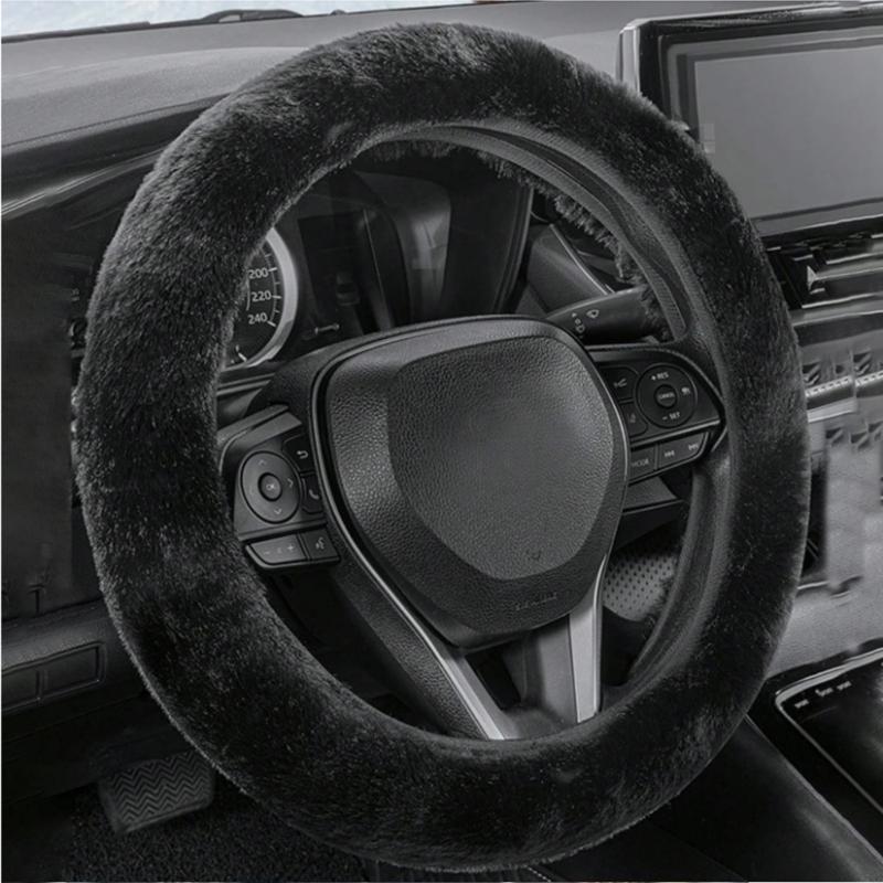 Nonslip Plush Steering Wheel Cover for Secure Hold Easy Installation for Cars SUVs Trucks Universal 14.5-15" Size