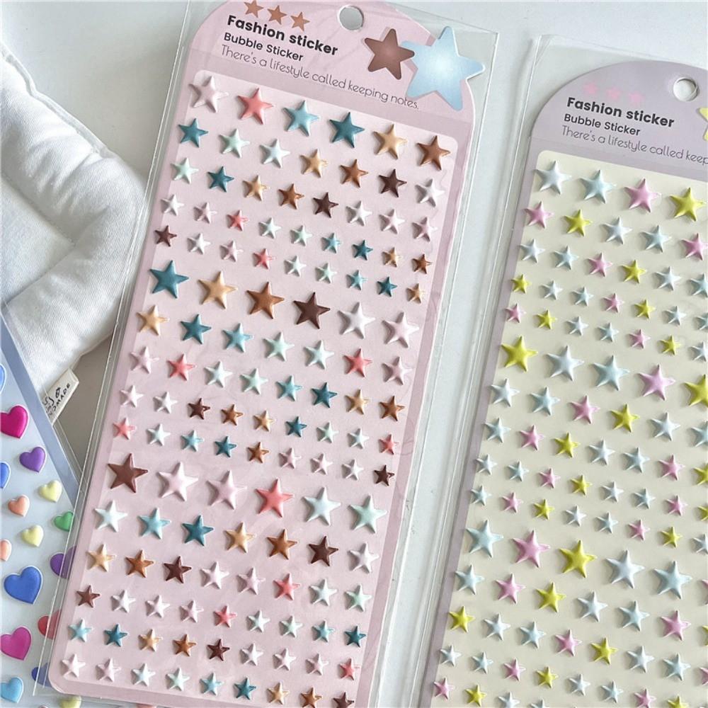 4 PCS 3D Kids' Cartoon Stereo Stickers With Hearts Pentagrams Stars for Handicrafts Reward Decoration BulingBulingStickers Store